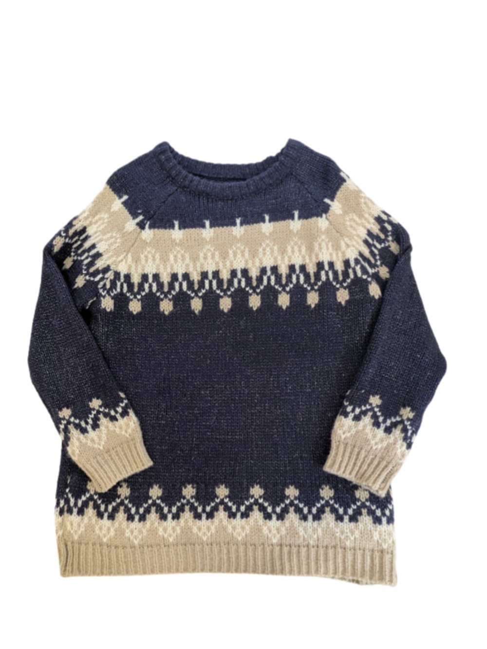 Fair Isle Nordic Sweater Mens Small Chunky Knit Cabin Core Fisherman Cozy